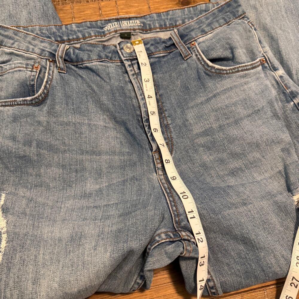 Wild Fable Sz 14 Blue Jeans Distressed High Waist Straight Leg Stained Ripped - Picture 9 of 12